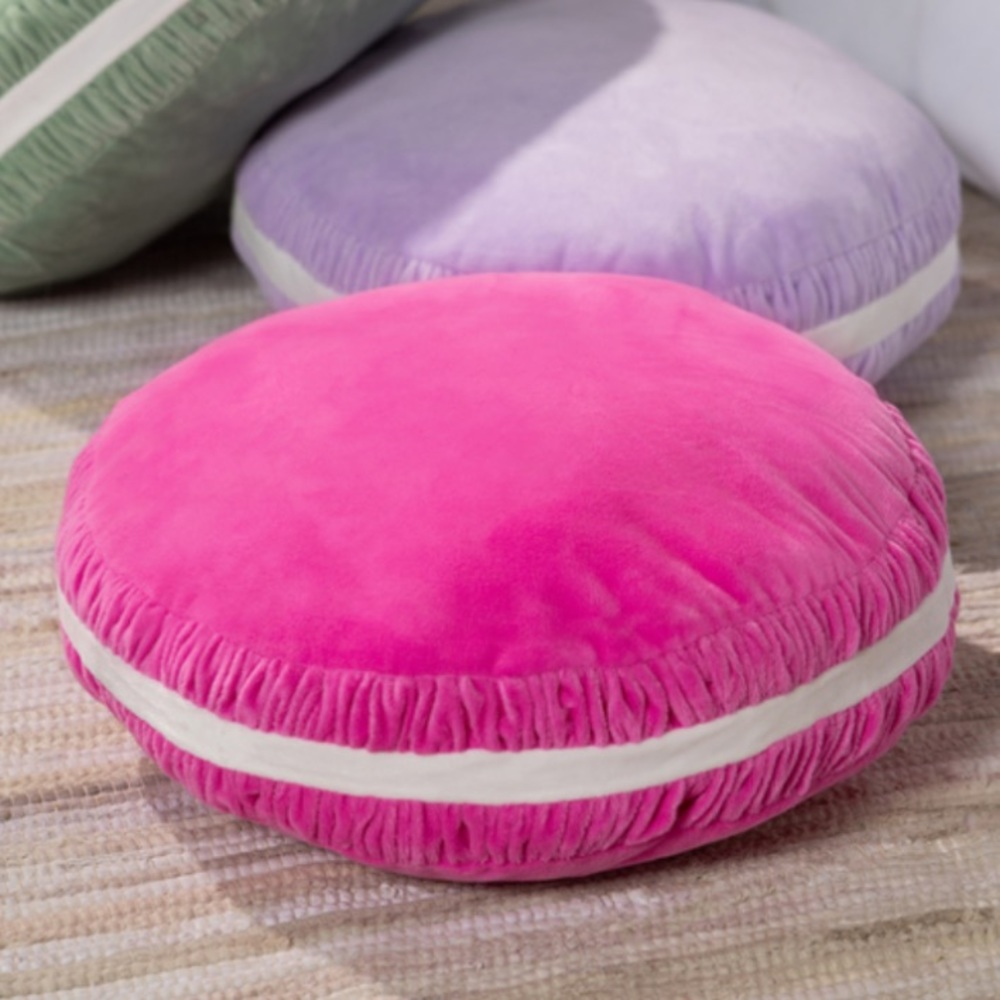 NWT 16 inch hot pink barbiecore macaroon French cookie pillow kawaii foodie